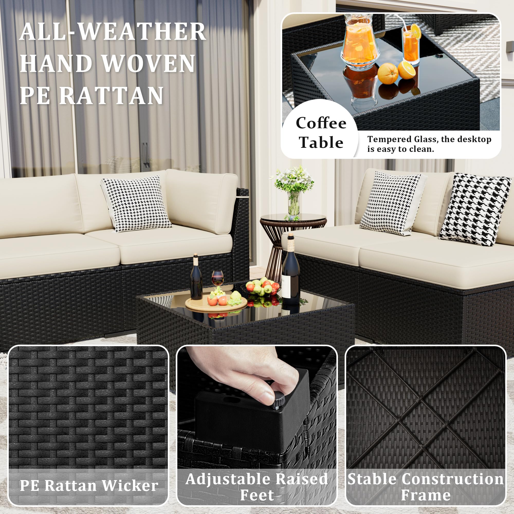 Amazon.com: VONZOY 8 Pieces Outdoor Patio Furniture Set with 44